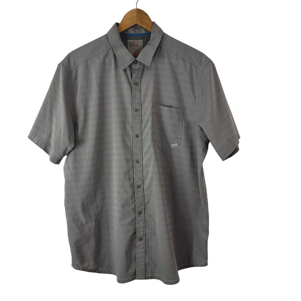 5.11 Tactical Shirt Mens Large Short Sleeve Pocket Button Front Lightweight Gray